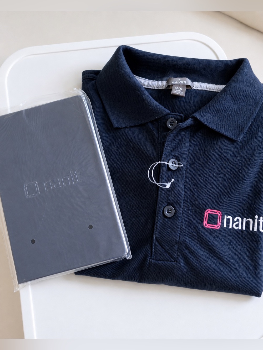 Nanit Employee Swag Set Navy Logo Polo M + New Sealed Notebook